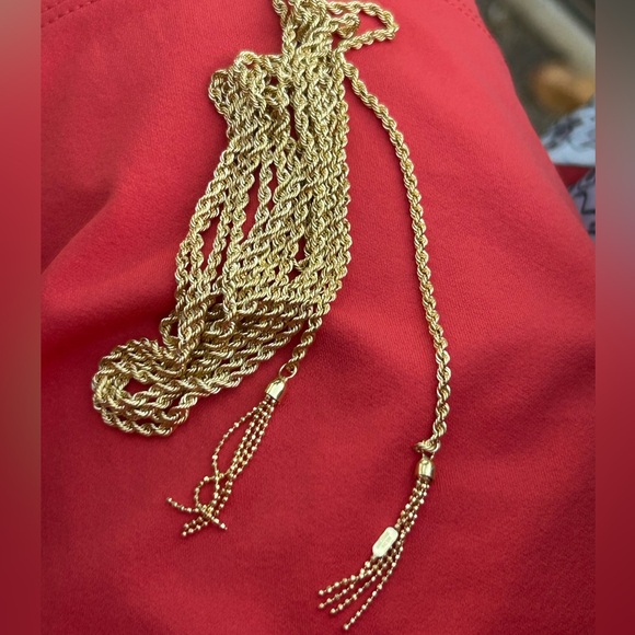 MILOR ITALY 14K YELLOW GOLD ROPE TASSEL tie extra long chain NECKLACE not scrap - Picture 13 of 16